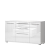 JELA KOMODA K150-3K2F/PN - kolekcija Piano - Bela lak/Kristalno Bela HG Lak - 150x85x45 cm