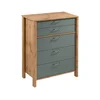 Komoda MENTA 90x108x47 cm hrast Wotan/zelena