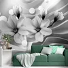 Tapeta črno-bela magnolija na abstraktnem ozadju - 150x270