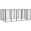 Vidaxl vidaXL Pasji boks, 16 panelov, črn, 50 x 100 cm, jeklo