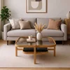 Hanah Home klub sto Olimpus 90, 90 cm, hrast / crni mermer