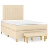 Vidaxl Box spring postelja z vzmetnico krem 120x190 cm blago