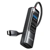 HUB postaja Havit 5v1 HB23 s štirimi USB izhodi - 3x USB-A, 1x USB-C in Display Port - 100W, 5Gbps in 4K - siv - USB-C priključek