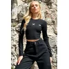 Trend Alaçati Stili Womens Black Crew Neck Accessory Long Sleeve Blouse