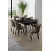 HANAH HOME Rasklopivi trpezarijski sto i stolice (7 delova) Asfel Black Marble Cappuccino