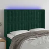 LED uzglavlje tamnozeleno 147x16x118/128 cm baršunasto