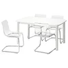 STRANDTORP / TOBIAS Sto i 4 stolice, bela/providno, 150/205/260x95 cm
