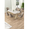 Hanah Home Set Trpezarijski sto i 6 stolica Lai, Bež-beli
