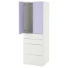 SMASTAD / PLATSA Garderober, bela lila/s 4 fioke, 60x57x181 cm