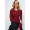 Trend Alacati Stili Ženska bluza dugih rukava Alc-X13738, Okrugli izrez, Bordo