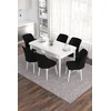 Hanah Home Set Trpezarijski sto i 6 stolica Eva, Crno-beli