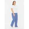 Trendyol Curve Navy Blue Striped Knitted Pajama Bottom