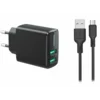 Brzi punjač: adapter 2xUSB 230V 2.4A + kabal USB-C 1m Car Commerce