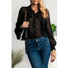 Elegantna bluza iz polprosojnega blaga z volančki Vendella, črna