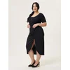 Sinsay - Midi suknja s nabiranjem i prorezom Plus Size - crno