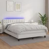 Krevet box spring s madracem LED bijeli 140x190 cm umjetna koža