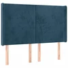 Vidaxl Vzglavje z ušesi temno modro 147x16x118/128 cm žamet