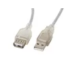 Lanberg USB kabel Lanberg CA-USBE-12CC-0018-TR, 1,8 m, USB 2.0 A, prozoren, moški in ženski konektor, odličen prenos podatkov