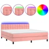 Vidaxl Box spring postelja z vzmetnico LED roza 180x200 cm žamet