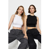 Trendyol Black and White 2-Pack Sleeveless Crop Cotton Stretch Knitting Singlet
