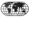 Wallity Zidna dekoracija World Map Globe, 60x120cm, Crna