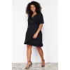 Trendyol Curve Black Double Breasted Flounce Knitted Dress Double Breasted Flounce Mini Knitted Dress
