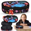 Disney DISNEY Stitch ALOHA Črni PREDALČNI šolski svinčnik, torbica za deklice 5x20x9cm
