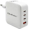Qoltec 140W GaN stenski polnilnik | 5–20 V | 2,5–5 A | 3 x USB-C PD | 1 x USB QC 3.0 | Prenosnik | Pametni telefon | Bela