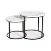 SET 2x stočića za kafu OREO, prečnika 43/53 cm, crna/mramorni dekor