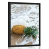 Plakat ananas v morskem valu - 60x90 black
