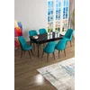 Hanah Home Set Trpezarijski sto i 6 stolica Han, Tirkizno-crni
