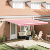 Skrovita tenda Crvena i bijela 450 × 350 cm Tkanina i čelik