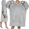 Ruhhy Flanelasta hoodie odeja z rokavi XXL - Siva