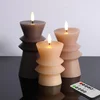 Nikcorp Komplet 5 LED sveč brez plamena s steklenimi svečniki in daljinskim upravljalnikom, rjave 3 odtenki, ? 3 palci, višina 3 do 6 palcev, topla bela 3D utripanje