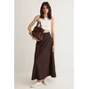 Trendyol Brown Flounce Maxi Denim Skirt