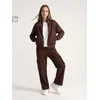 Sinsay - Pamučne wide leg cargo pantalone - tamno braon