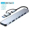 KJB USB-C večvratni adapter, izvedba 4 v 2, srebrn Večportni USB-C/USB-A adapter, izvedba 7 in 2 PD