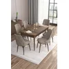 Hanah Home Set Trpezarijski sto i 6 stolica Are, Bež-braon
