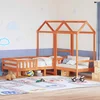 Set kreveta i klupe s krovom voštano smeđi 80x200 cm borovina