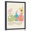 Plakat s paspartujem retro dame z dežniki - 60x90 black