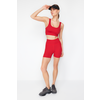 Trendyol Red Brushed Soft Fabric Inner Waist Pocket Detail Knitted Sports Shorts Leggings