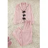 Trendyol Powder Ribbon/Bow and Piping Detailed Viscose Woven Pajama Set