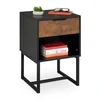Northix Industrijska nočna omarica s kovinskim okvirjem, predalom in polico