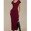 Sinsay - Uska pletena midi haljina - burgundy