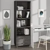 Visoka komoda HAMAR svjetlosiva 60x35x180 cm masivna borovina