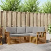 Setovi sofa 4 pcs Prirodna i svijetlo siva Čvrsto drvo akacije