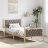 vidaXL Konstrukcija postelje z vzglavjem Taupe 90 x 200 cm blago