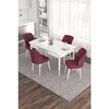 Hanah Home trpezarijski set Eva, sto na razvlačenje i 4 stolice, bela ploča, bordo tkanina Babyface