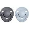 BIBS De Lux Natural Rubber 1 duda Iron/Baby Blue 2 kos