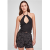 Womens Short Wrap Neck Warmer Top Black
